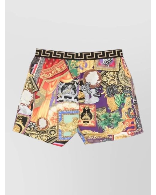 Versace Multicolor Baroque Print Long Swim Boxer Shorts for men