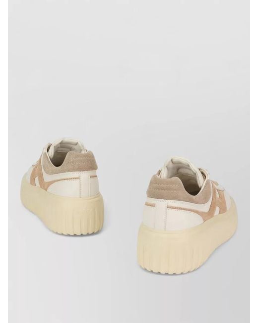 Hogan Natural Platform Tennis Sneakers Suede Leather Upper