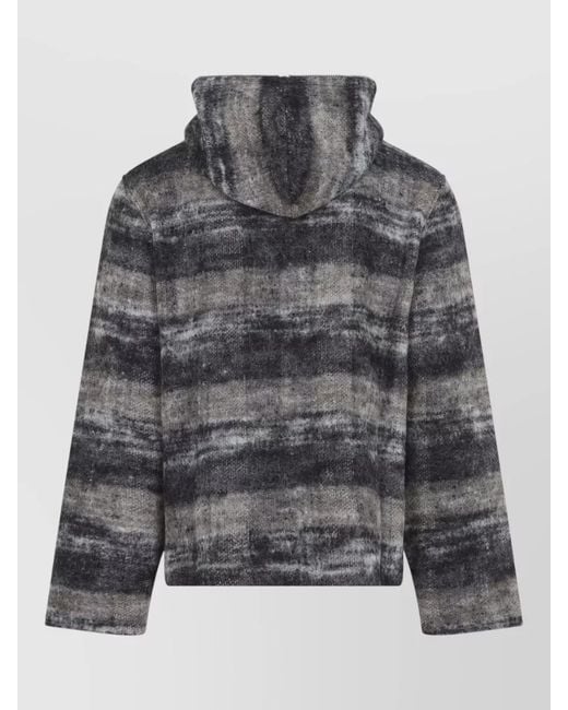 Our Legacy Gray Checked Knit Hooded Zip Sweatshirt for men