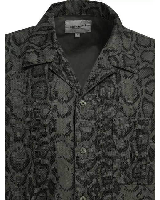 Carhartt Green Snake Camo Camp Collar Short Sleeve Shirt for men