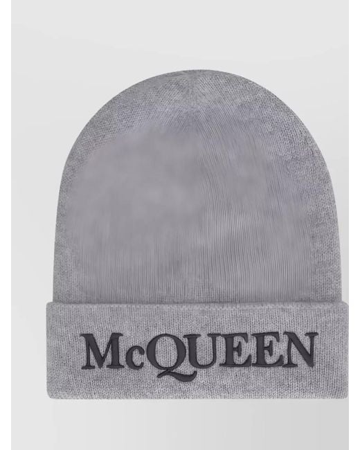 McQueen Gray Cashmere Beanie for men
