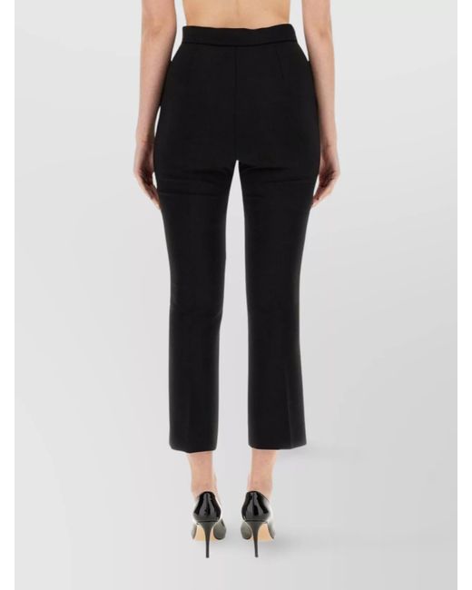 Max Mara Black Virgin Wool Regular-Fit Cropped Trousers