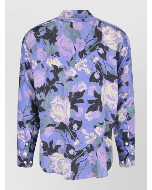 ERL Blue Long Sleeve Shirt Floral Pattern Design for men