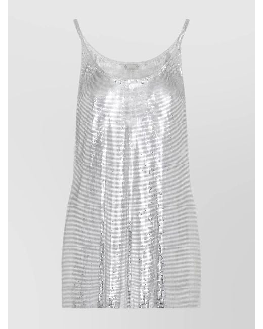 Rabanne White Metallic Mesh Sequin Top