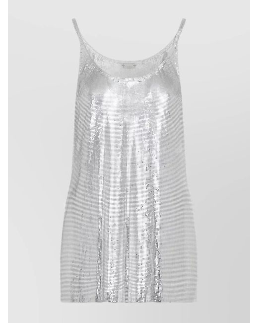 Rabanne White Metallic Mesh Sequin Top