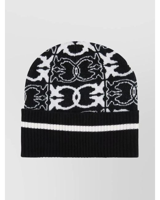 Pinko Black Cashmere Blend Ribbed Beanie