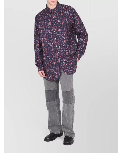 Engineered Garments Blue Relaxed Shirt Button Down Collar Floral for men