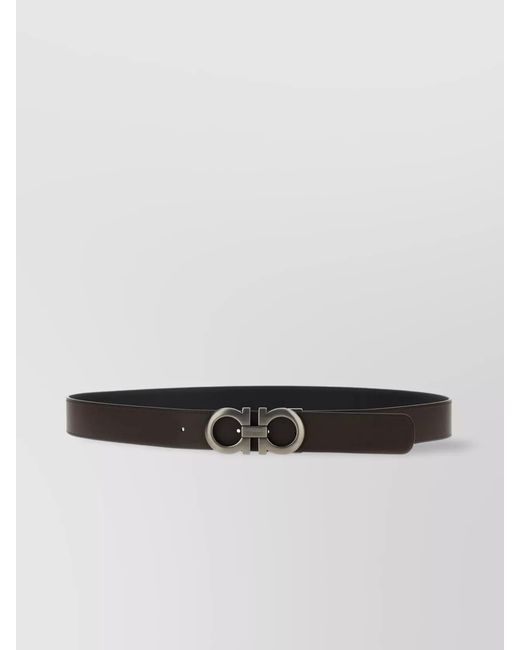 Ferragamo White Leather Reversible Belt for men