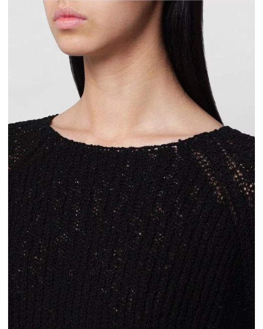 DUNST Black Long Sleeve Relaxed Fit Ribbed Knitwear