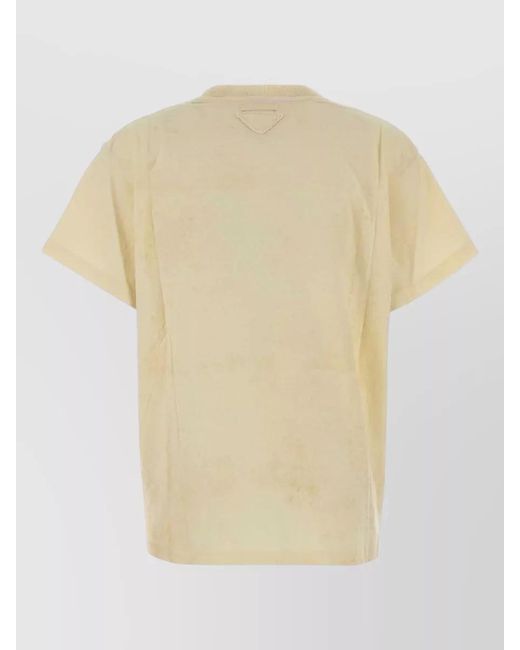 Prada Natural Graphic Cotton T Shirt Short Sleeves