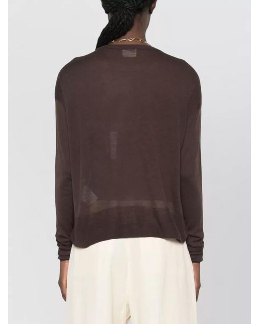 Closed Brown Lightweight Knit Long Sleeve Sheer Top