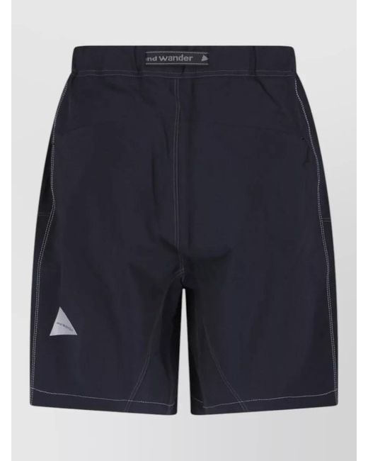 And Wander Blue Urban Shorts Adjustable Waist Contrast Stitching for men