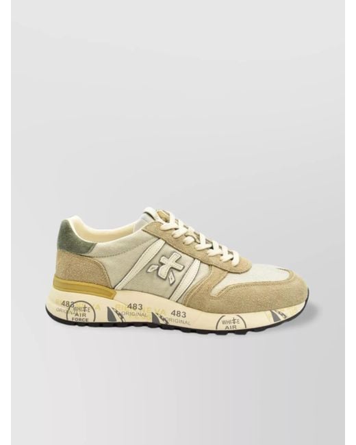 Premiata Metallic Sole Contrast Round Toe Sneakers for men