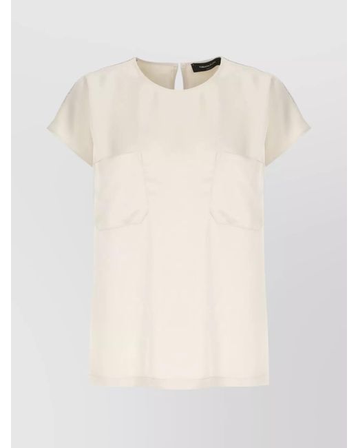 Fabiana Filippi Natural Viscose Top With Round Neck And Button