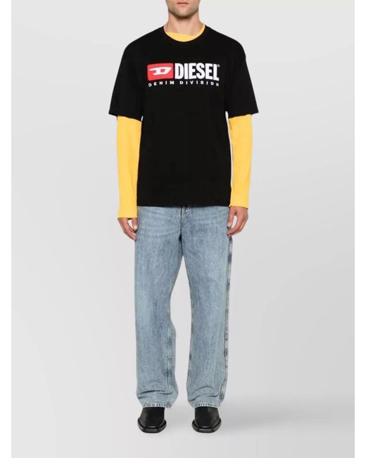 DIESEL Black Cotton Jersey Logo Embroidered Short-Sleeve T-Boxt-Div T-Shirt for men