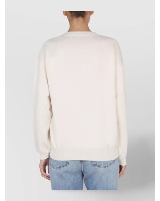 Ballantyne Blue Ribbed Cross-Neck Jumper