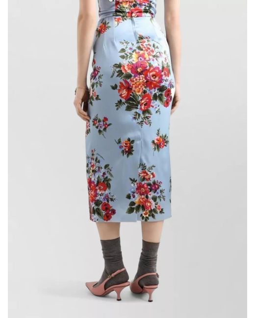 Dolce & Gabbana White Floral Midi Dress Fitted Silhouette
