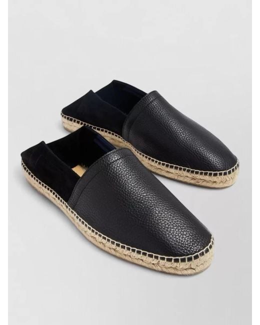 Castaner Black Espadrilles Round Toe Textured Upper Jute Sole for men