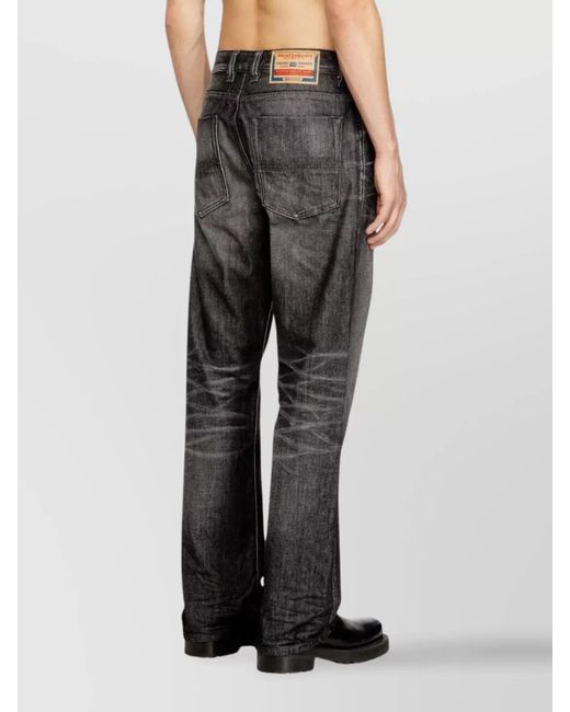 DIESEL Gray Denim Straight-Leg Jeans for men