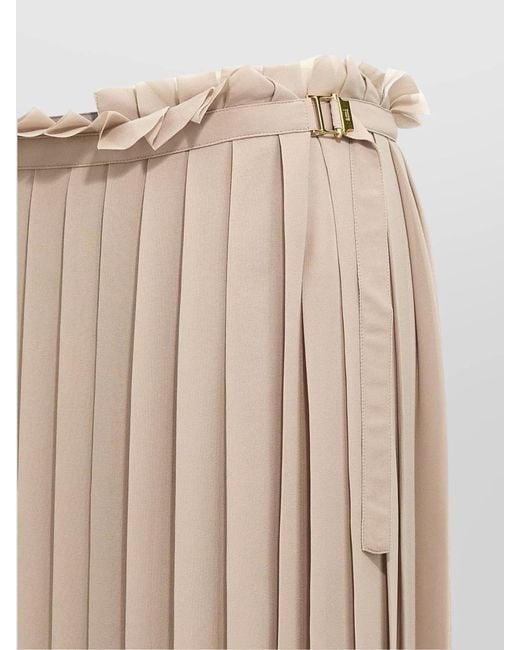 AMI Natural Pleated Midi Skirt