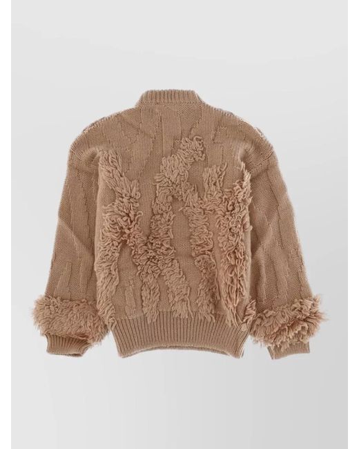 Circus Hotel Brown Wool Blend Crew Neck Textured Sweater