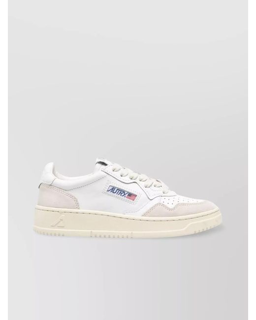 Autry White Leather And Suede Low-Top Sneakers