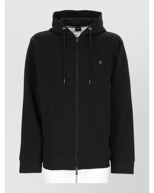 Boss Black Hooded Jacket Featuring Front Pockets for men