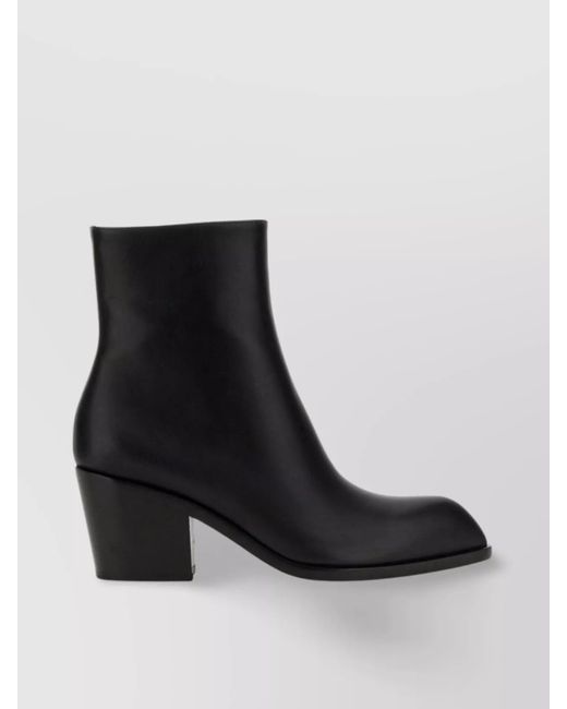 Gianvito Rossi Black Block Heel Ankle Length Leather Boot