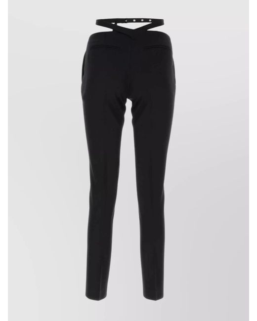 The Attico Black Low-Rise Slim-Fit Cutout Trousers