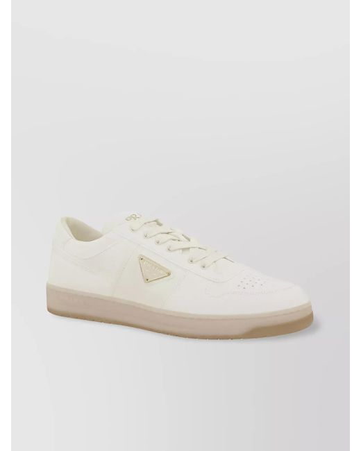 Prada Natural Lamb Leather Paneled Low-Top Sneakers for men
