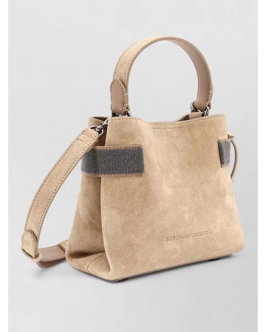 Brunello Cucinelli Natural Shoulder Bucket Bag Adjustable Strap Top Handle