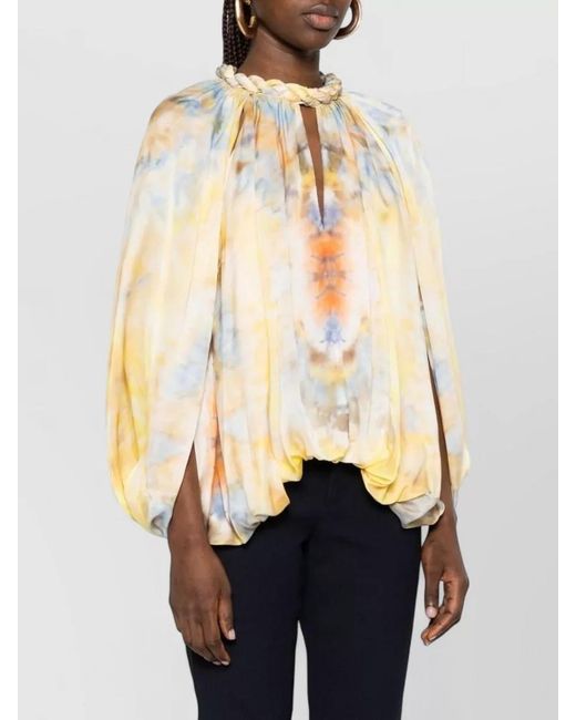 Zimmermann Metallic Alchemy Blouse Balloon Sleeves Gathered Neckline