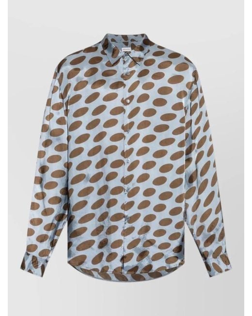 Dries Van Noten Gray Long Sleeve Shirt All Over Pattern for men