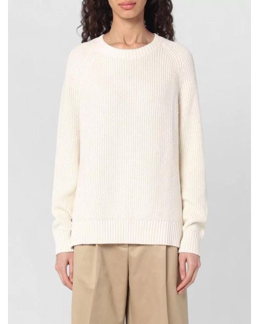 P.A.R.O.S.H. Natural Knit Top Raglan Sleeves Ribbed Cuffs Hem