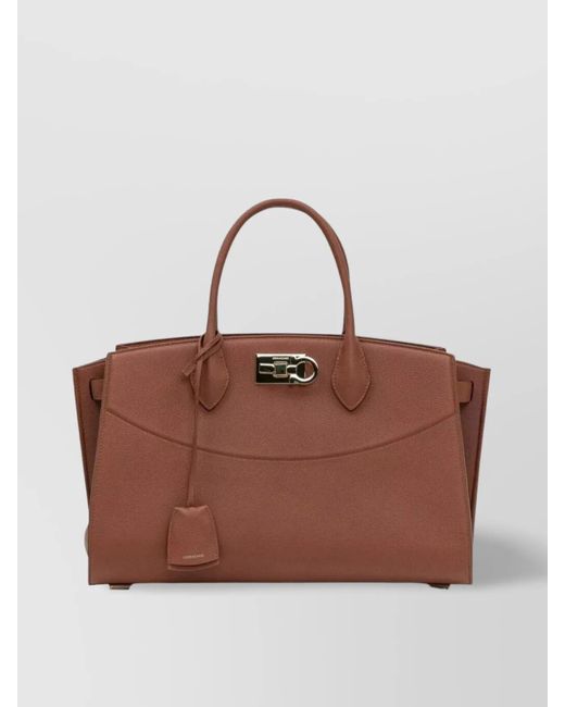 Ferragamo Brown The Studio Soft Large Leather Tote Bag