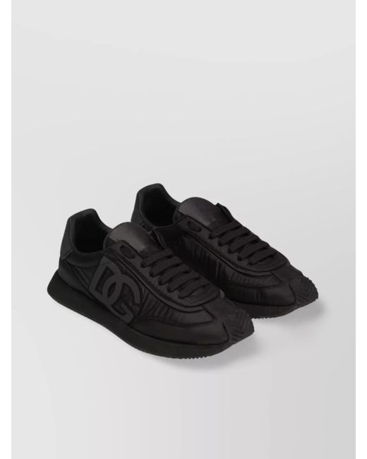 Dolce & Gabbana Black Low Top Round Toe Rubber Sole Sneakers for men