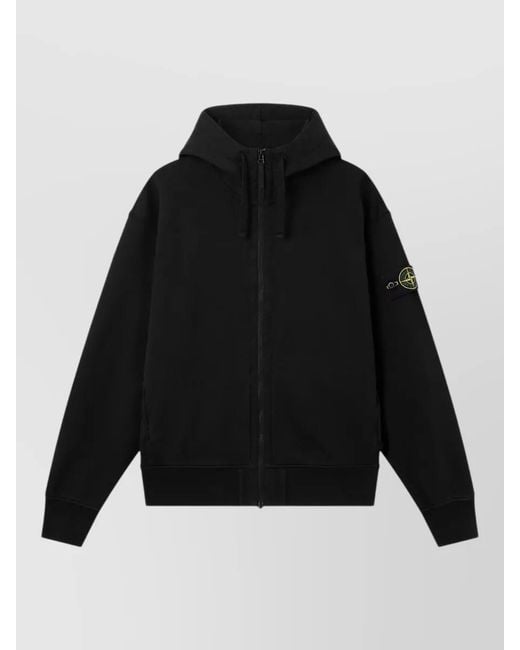 Stone Island Black Hooded Jacket Double Layer Hood for men