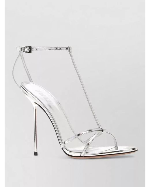 Paris Texas White Leather T-Strap Sandals