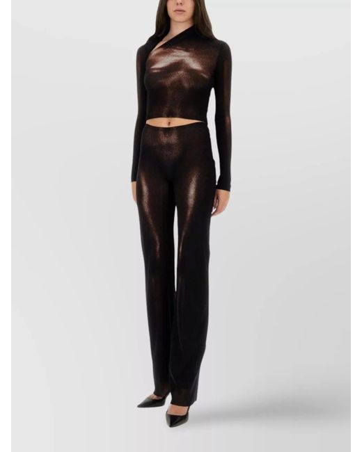 Jean Paul Gaultier Black Printed Asymmetric Cutout Long-Sleeve Top