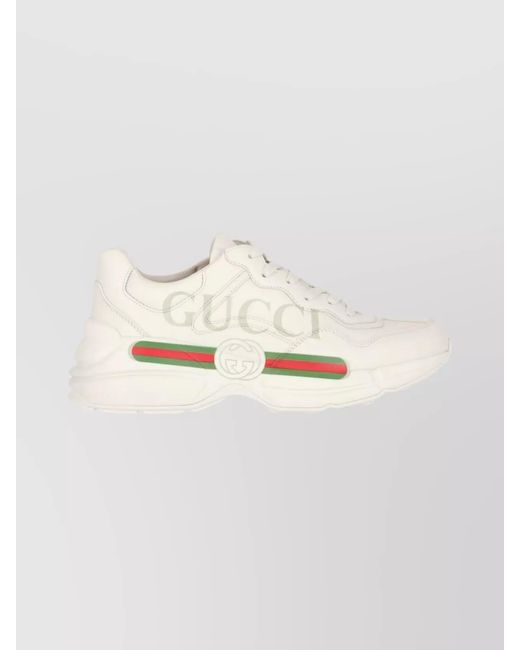Gucci White Casual Sneakers With Chunky Sole And Perforations for men