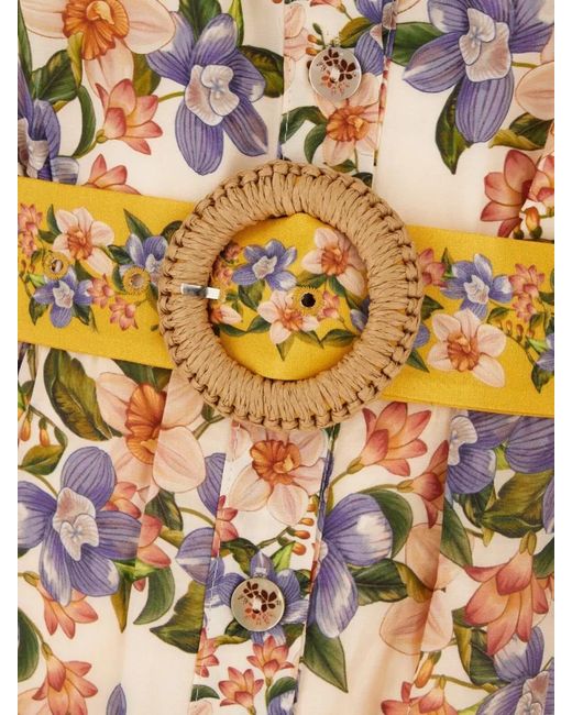 Farm Rio Multicolor Cotton Dress Belted Waist Floral Pattern