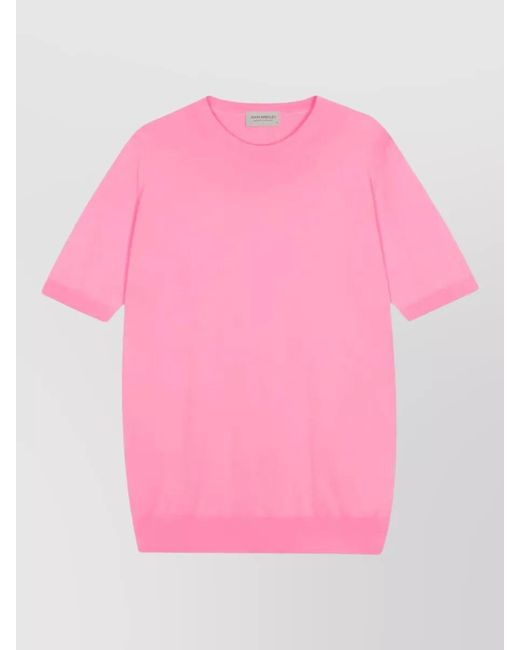 John Smedley Pink Kempton Fine Knit Cotton Crew T-Shirt for men