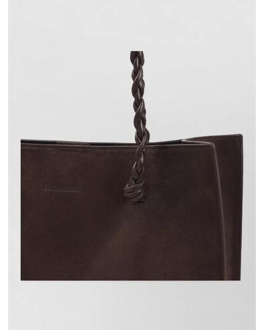 Jil Sander Black Tangle Suede Calf Leather Tote Bag