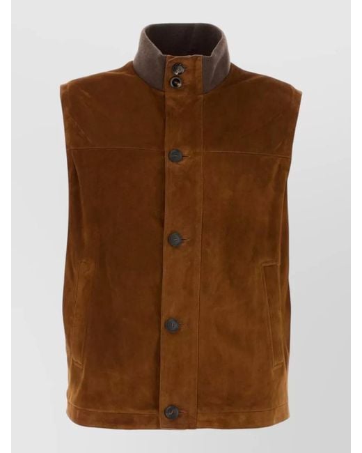 Brioni Brown Suede Waistcoat for men