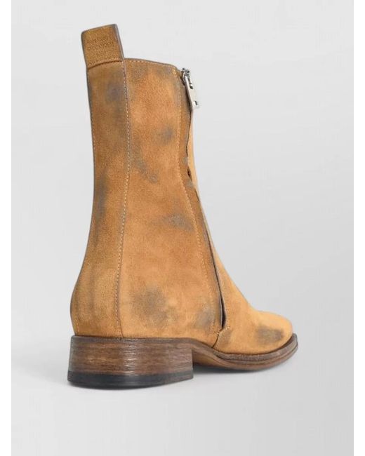 Acne Brown Suede Boots Pull Tab Round Toe for men