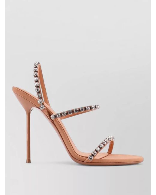 Paris Texas Pink Satin Crystal-Embellished Sandals
