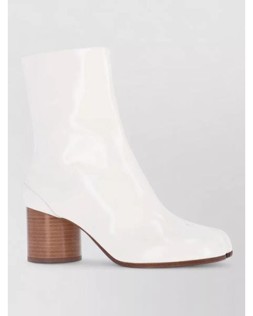 Maison Margiela White Ankle Boots Block Heel Closed Toe Design