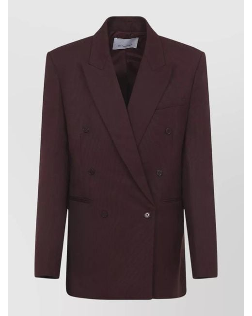 Frankie Shop Purple Monterey Structured Wool Single Breasted Blazer