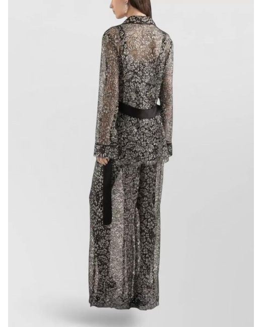 Dolce & Gabbana Gray Lace Jacket Long Sleeves Tailored Belted
