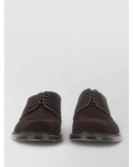 Doucal's Black Leather Derby Shoes for men